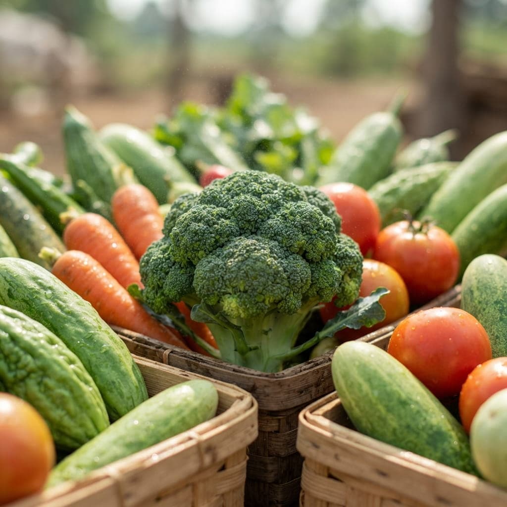 Seasonal fresh vegetables packed for export